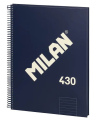 Sąsiuvinis su spirale ir kietu viršeliu MILAN 430, A4, 80 lapų, linijomis, mėlynos spalvos