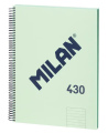 Sąsiuvinis su spirale ir kietu viršeliu MILAN 430, A4, 80 lapų, linijomis, žalios spalvos