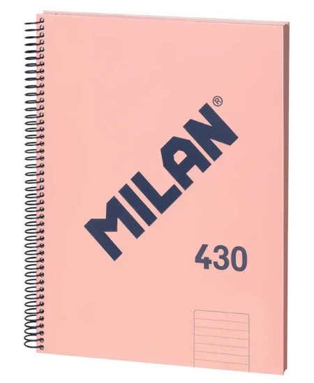 Sąsiuvinis su spirale ir kietu viršeliu MILAN 430, A4, 80 lapų, linijomis, rožinės spalvos