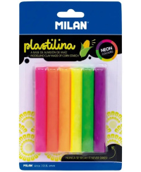 Plastilinas MILAN, apvalus, 6 neoninių spalvų, 70 g