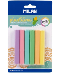 Plastilinas MILAN, apvalus, 6 pastelinių spalvų, 70 g