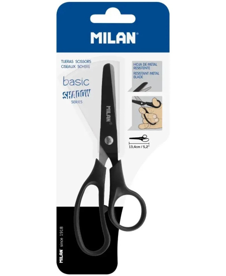 Žirklės vaikams MILAN Shadow, 13,4 cm, juodos spalvos