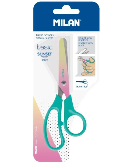 Žirklės vaikams MILAN Sunset, 13,4 cm, turkio spalvos