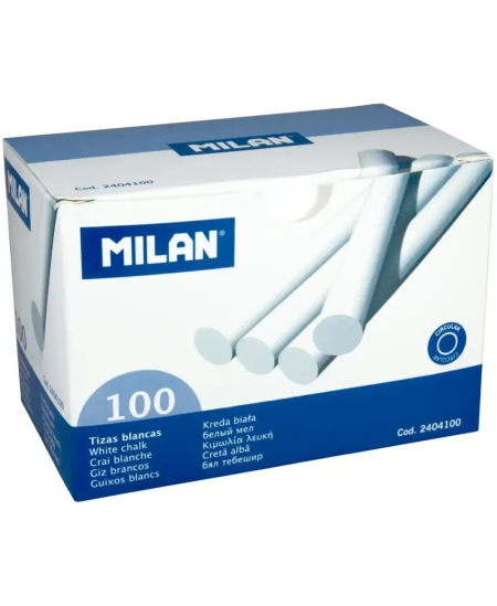 Mokyklinė kreida MILAN, apvali, baltos spalvos, 100 vnt.