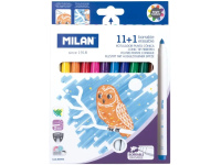 Trinami flomasteriai MILAN, 11 spalvų ir 1 tryniklis