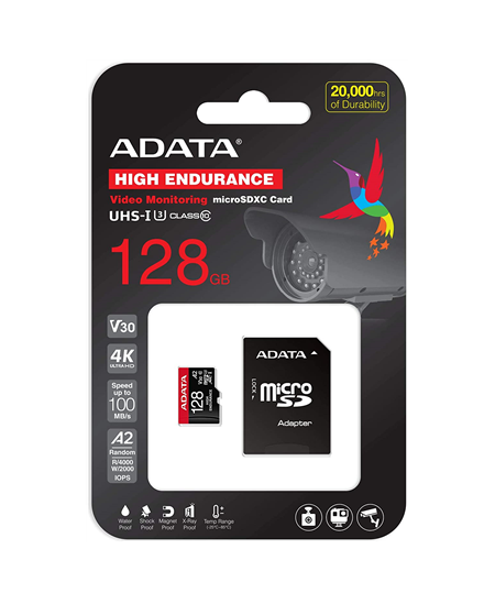 ADATA AUSDX128GUI3V30SHA2-RA1 Memory Card 128 GB, MicroSDXC, Flash memory class 10, Adapter, 80 MB/s, 100 MB/s