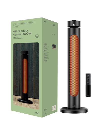 Mill CBOC20FLOOR Oscilliating Infrared Outdoor Heater, 2000 W, Black | Mill