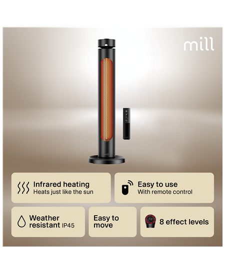 Mill CBOC20FLOOR Oscilliating Infrared Outdoor Heater, 2000 W, Black | Mill