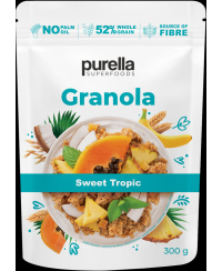 Granola PURELLA, su bananais, ananasais, kokosais ir papajomis, 300 g