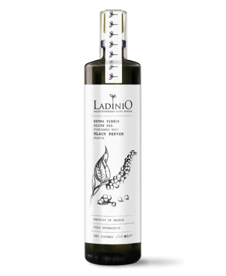 Purškiamas alyvuogių aliejus LADINIO Extra Virgin, su juodaisiais pipirais, 200 ml