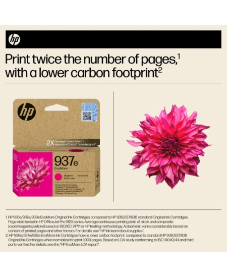 HP 937e EvoMore (4S6W7NE) Rašalinė kasetė, Purpurinė