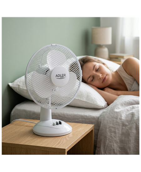 Adler | AD 7302 | Desk Fan | White | Diameter 23 cm | Number of speeds 2 | Oscillation | 22 W