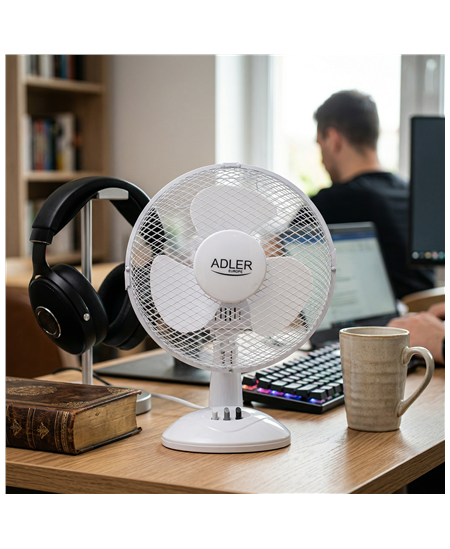 Adler | AD 7302 | Desk Fan | White | Diameter 23 cm | Number of speeds 2 | Oscillation | 22 W