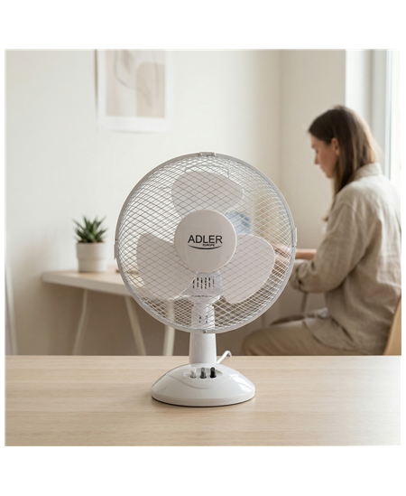 Adler | AD 7302 | Desk Fan | White | Diameter 23 cm | Number of speeds 2 | Oscillation | 22 W