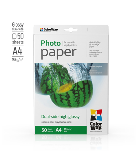 ColorWay Photo Paper, 50 sheets | Dual-side High Glossy | 155 g/m² | A4