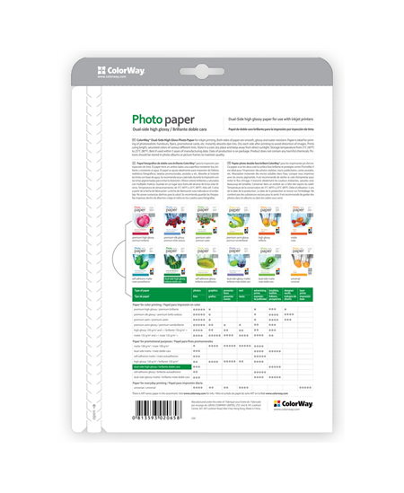 ColorWay Photo Paper, 50 sheets | Dual-side High Glossy | 155 g/m² | A4