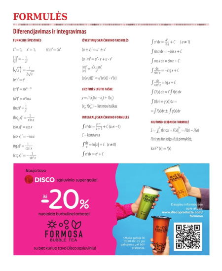 Formulių sąsiuvinis langeliais DISCO, 5-12 kl., matematika, 38 lapų, 70 gms