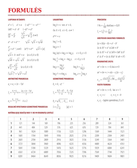 Formulių sąsiuvinis langeliais DISCO, 5-12 kl., matematika, 38 lapų, 70 gms