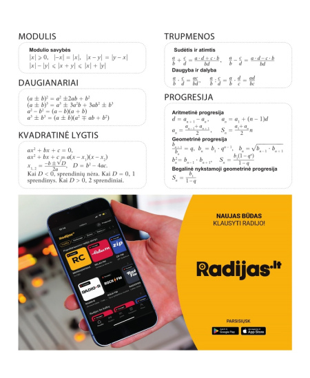 Sąsiuvinis pagalbininkas langeliais DISCO,  5-12 kl., su formulėmis, matematikai, 32 lapų, 70 gms