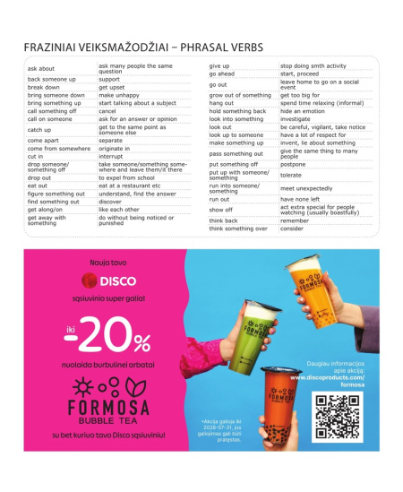 Sąsiuvinis pagalbininkas linijomis DISCO,  5-12 kl., su taisyklėmis, anglų k., 32 lapų, 70 gms