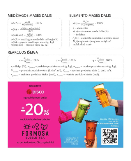 Sąsiuvinis pagalbininkas linijomis DISCO,  5-12 kl., su formulėmis, chemijai, 32 lapų, 70 gms