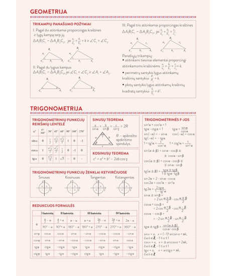 Formulių sąsiuvinis langeliais DISCO, 9-12 kl., matematika, 50 lapų, 70 gms