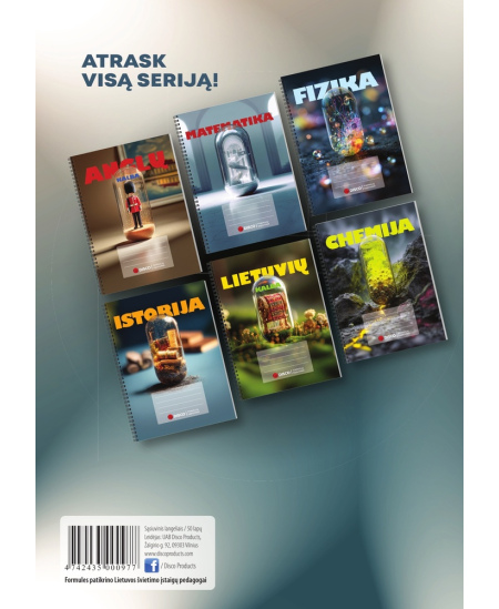 Formulių sąsiuvinis langeliais DISCO, 9-12 kl., matematika, 50 lapų, 70 gms