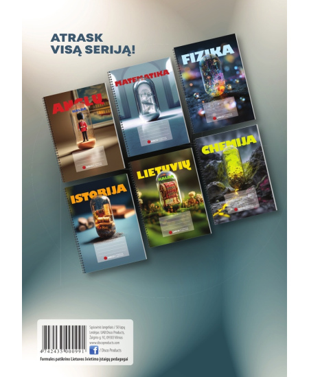 Formulių sąsiuvinis langeliais DISCO, 9-12 kl., fizika, 50 lapų, 70 gms