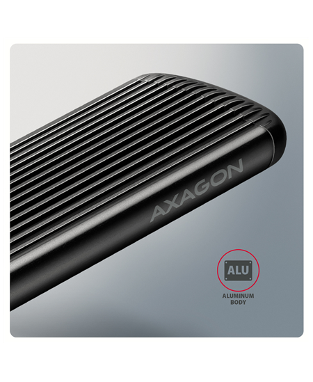 AXAGON USB-C 10Gbps M.2 NVMe SSD Enclosure, Screwless, RIBBED Aluminum | EEM2-SC