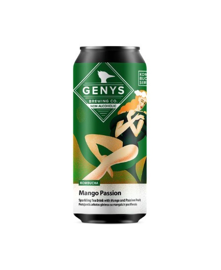 Gaivusis arbatos gėrimas KOMBUCHA GENYS, MANGO PASSION 0,44l, skardinė
