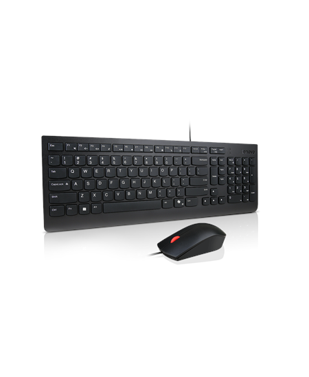 Lenovo Essential Wired Combo Keyboard and Mouse | Keyboard and Mouse Set | Wired | Mouse included | Nordic | Black