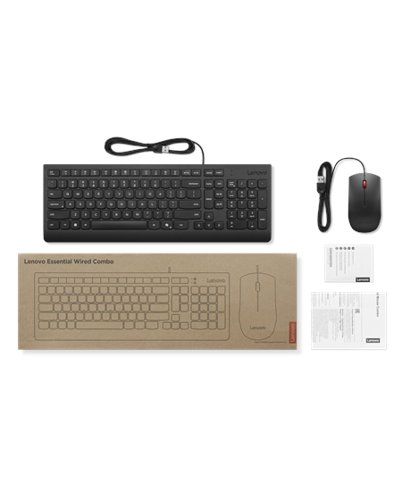 Lenovo Essential Wired Combo Keyboard and Mouse | Keyboard and Mouse Set | Wired | Mouse included | Nordic | Black