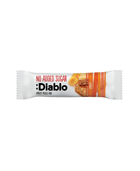 Musli batonėlis su abrikosais, DIABLO, be pridėtinio cukraus, 30g