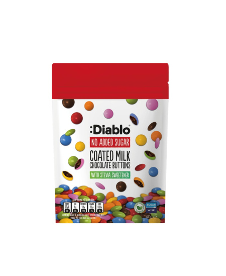 Šokoladiniai saldainiai su pienišku šokoladu, DIABLO, be pridėtinio cukraus, 40g