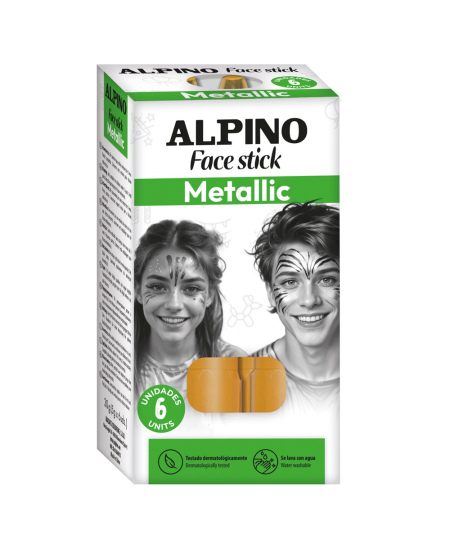 Kreidutės grimui ALPINO Face stick Metallic aukso sp. 6 vnt.