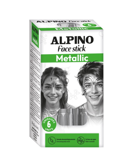 Kreidutės grimui ALPINO Face stick Metallic sidabro sp. 6 vnt.