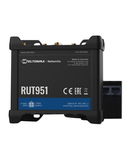 Industrial Cellular router | RUT951 | 802.11n | 10/100 Mbit/s | Ethernet LAN (RJ-45) ports 4 | Mesh Support No | MU-MiMO No | 2G