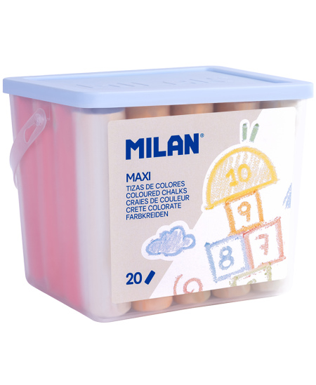 Kreida MILAN Maxi, stačiakampiame kibirėlyje, 7 spalvų, 20 vnt.