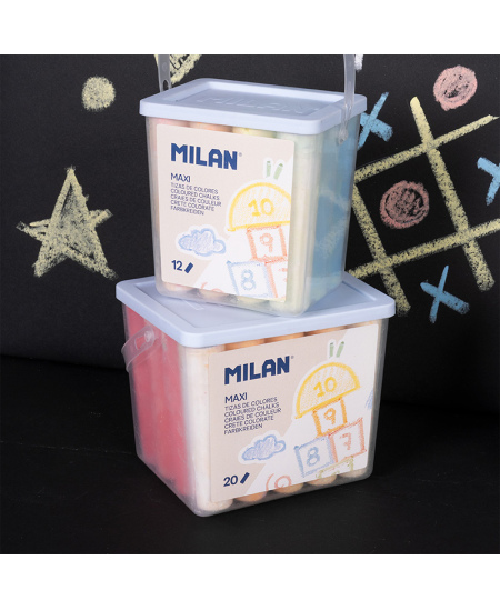 Kreida MILAN Maxi, stačiakampiame kibirėlyje, 7 spalvų, 20 vnt.