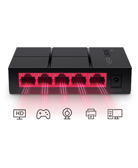 Mercusys Switch MS105G Unmanaged, Desktop, Power supply type External, Ethernet LAN (RJ-45) ports 5