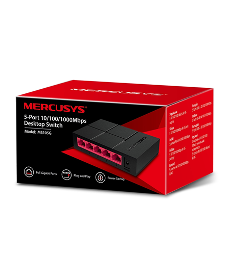 Mercusys Switch MS105G Unmanaged, Desktop, Power supply type External, Ethernet LAN (RJ-45) ports 5