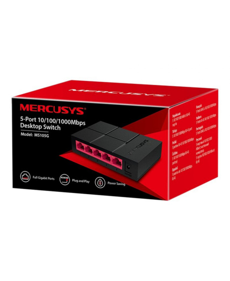Mercusys Switch MS105G Unmanaged, Desktop, Power supply type External, Ethernet LAN (RJ-45) ports 5