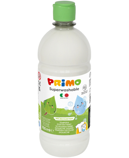 Ypač gerai nuplaunamas guašas PRIMO, baltos spalvos, 750 ml