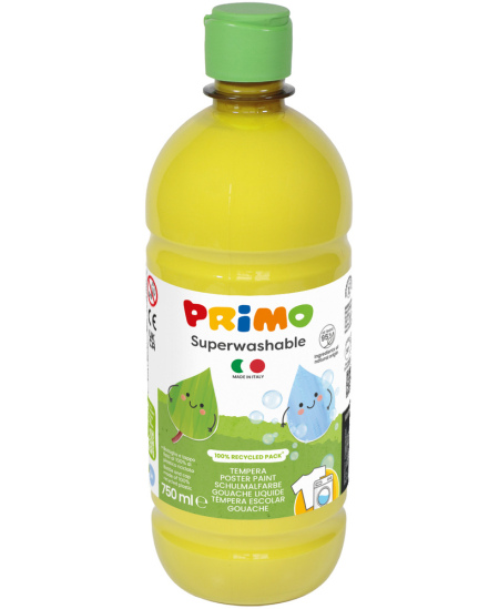 Ypač gerai nuplaunamas guašas PRIMO, geltonos spalvos, 750 ml