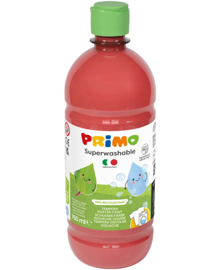Ypač gerai nuplaunamas guašas PRIMO, ryškiai raudonos spalvos, 750 ml