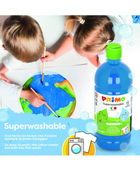 Ypač gerai nuplaunamas guašas PRIMO, žydros spalvos, 750 ml