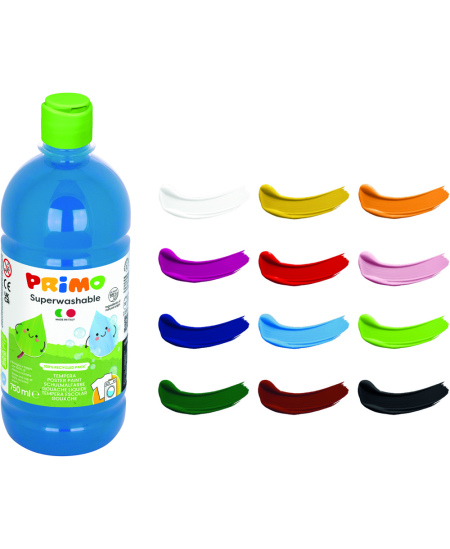 Ypač gerai nuplaunamas guašas PRIMO, žydros spalvos, 750 ml