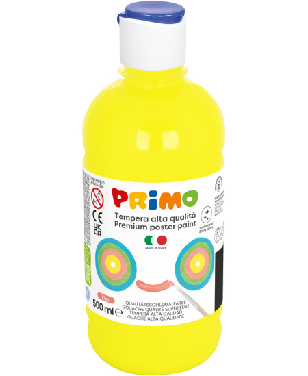 Premium guašas PRIMO, fluorescencinės geltonos spalvos, 500 ml