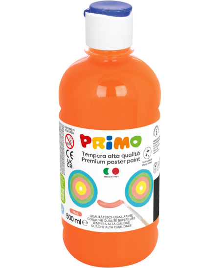 Premium guašas PRIMO, fluorescencinės oranžinės spalvos, 500 ml