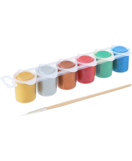 Guašas PRIMO, 6 metalizuotos spalvos x 25 ml, su teptuku